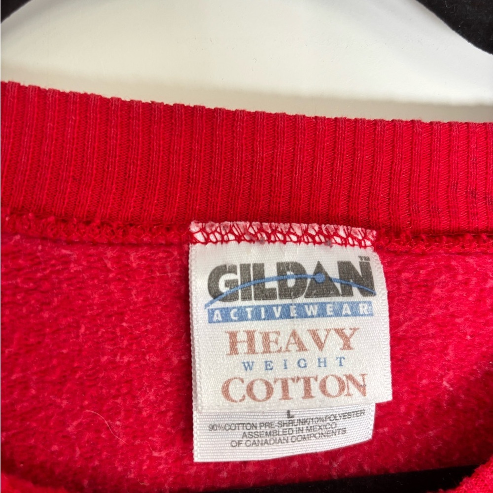 Vintage Gildan Red Festive Holiday Sweatshirt - Picture 3 of 6